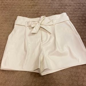 Paige White/Ecru Blanka Vegan Leather Shorts with Tie
